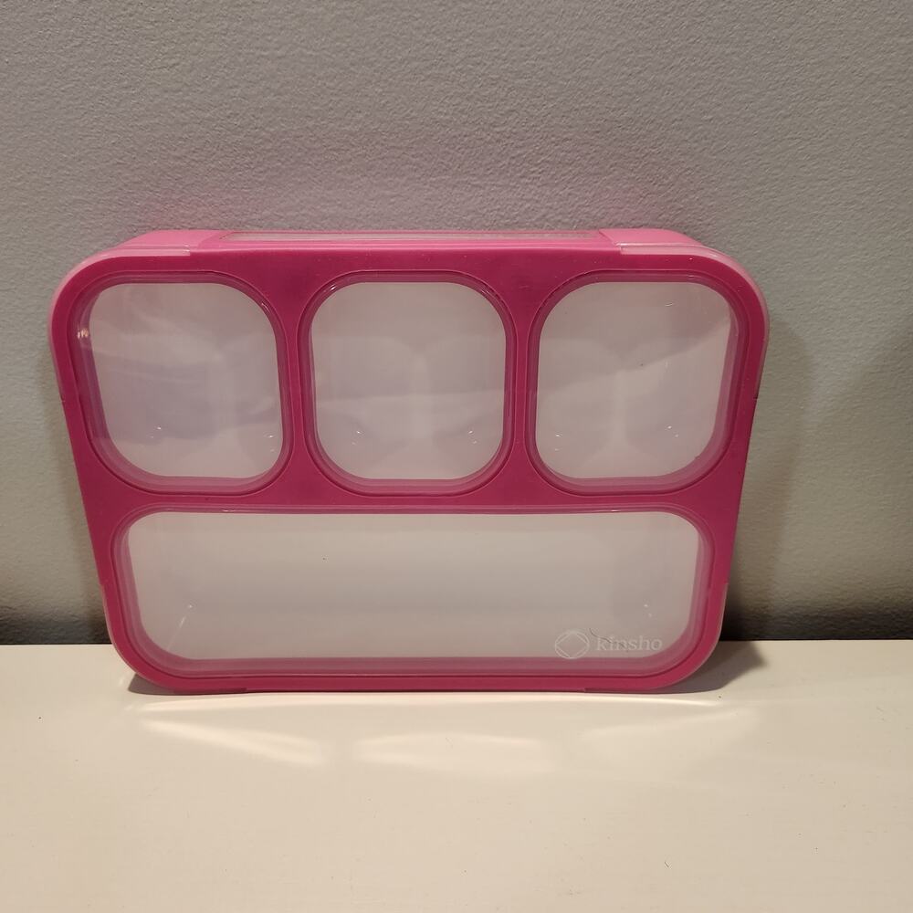 Kinsho Bento Lunch Box Kids & Adult with 4 Compartments Pink 1 pack